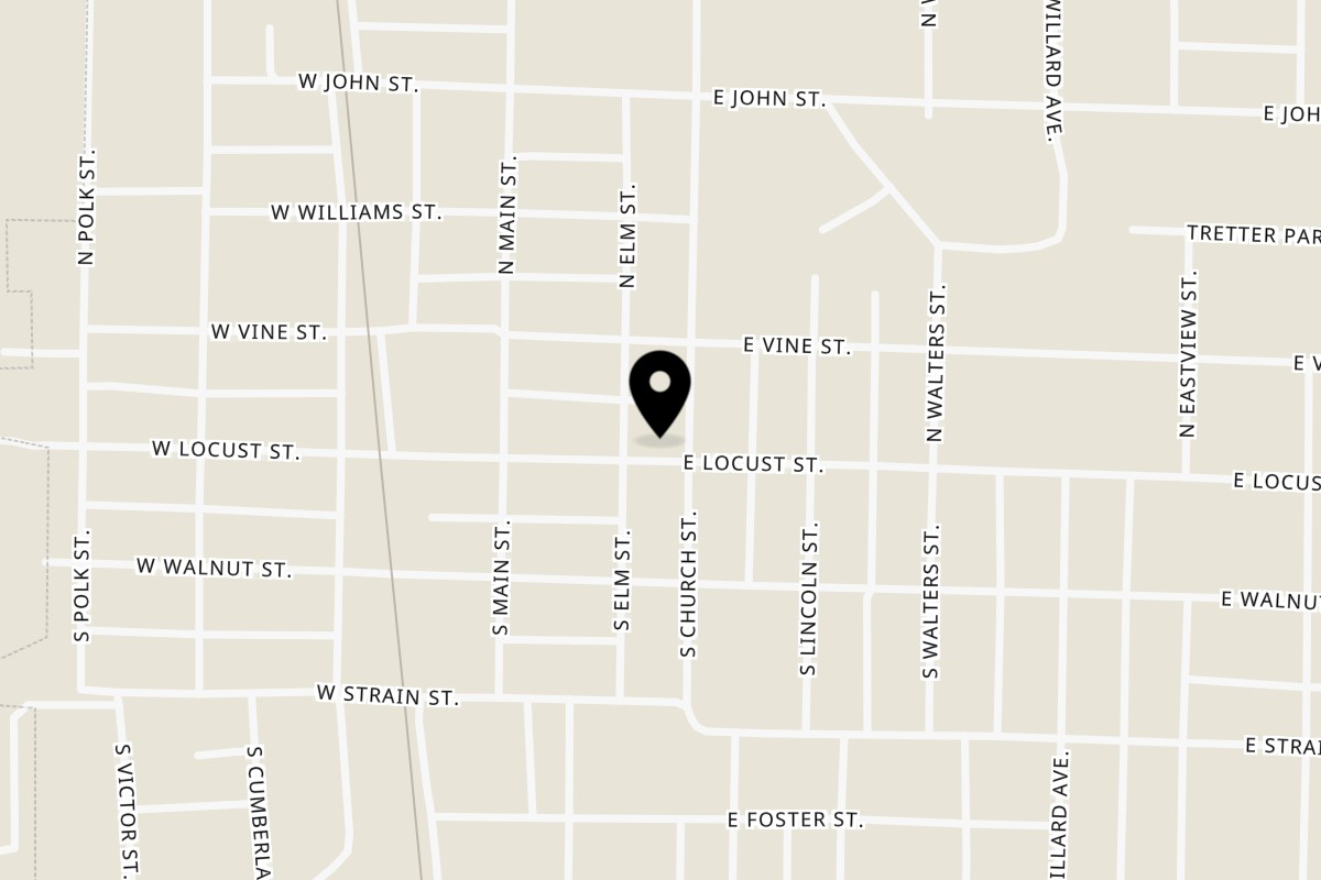 Map showing the location of L&L Diner on 202 E Locust St in Fort Branch
